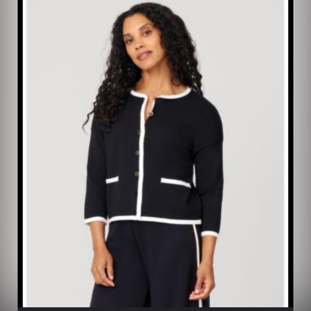 TALBOTS pearl button cardigan black/white size M classy elegant